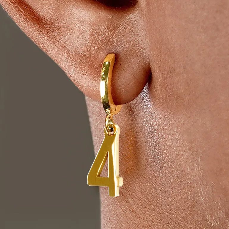 4 Number Earring - Gold Plated Stainless Steel