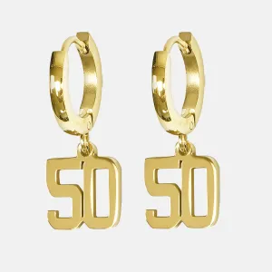 50 Number Earring - Gold Plated Stainless Steel