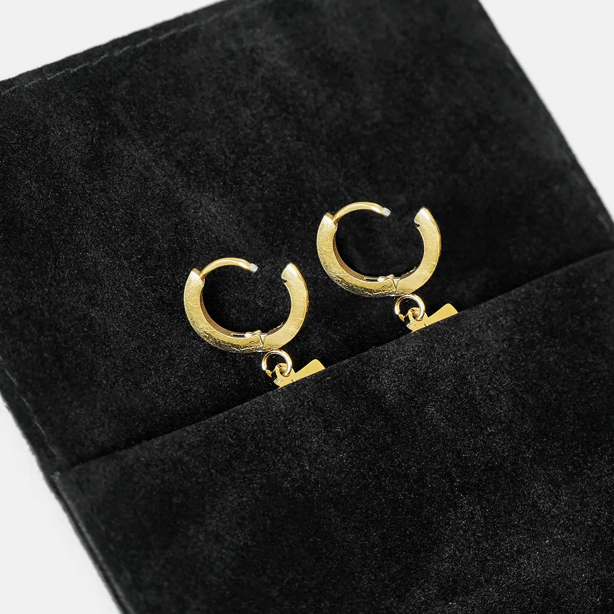 66 Number Earring - Gold Plated Stainless Steel