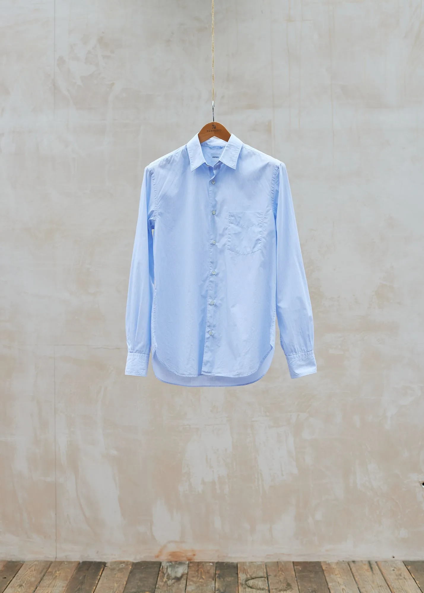 Aspesi Soft Cotton Poplin Blue Striped Shirt - L