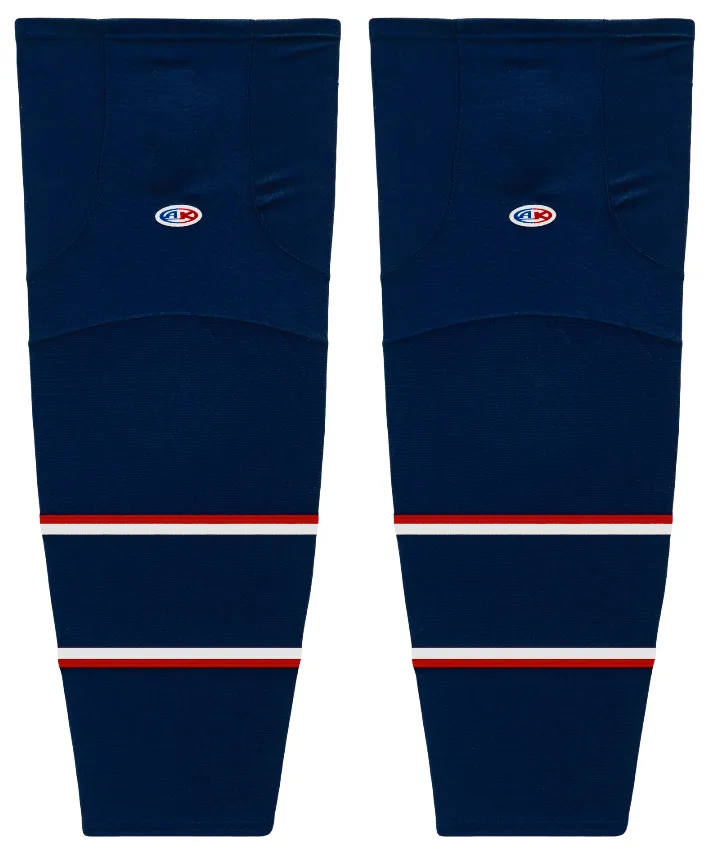 Athletic Knit (AK) HS2100-688 2017 Columbus Blue Jackets Navy Mesh Ice Hockey Socks