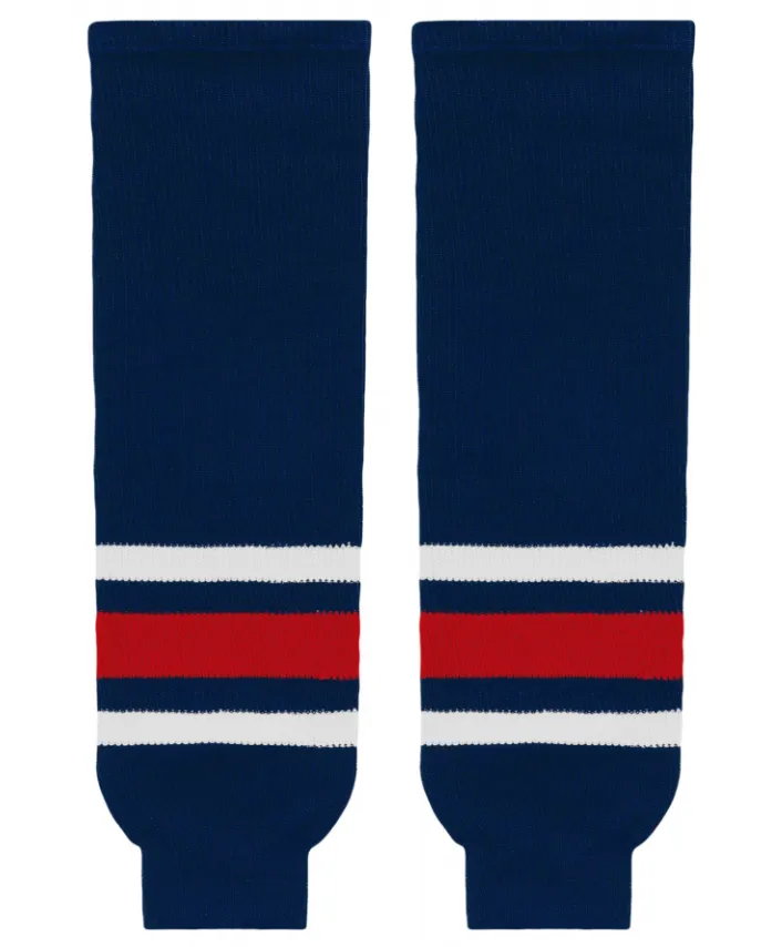 Athletic Knit (AK) HS630-890 2010 Columbus Blue Jackets Navy Knit Ice Hockey Socks