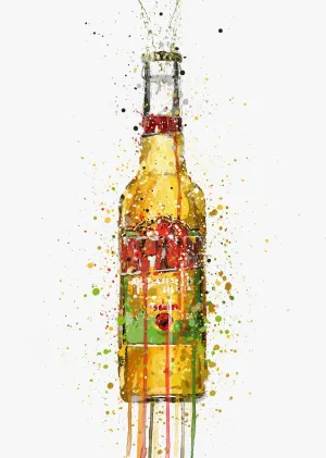 Beer Bottle Wall Art Print 'Aztec Gold'