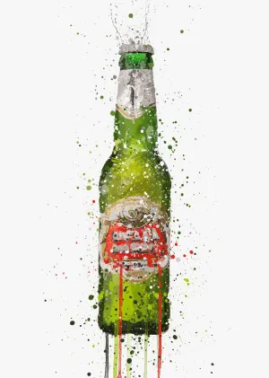 Beer Bottle Wall Art Print 'Peridot'