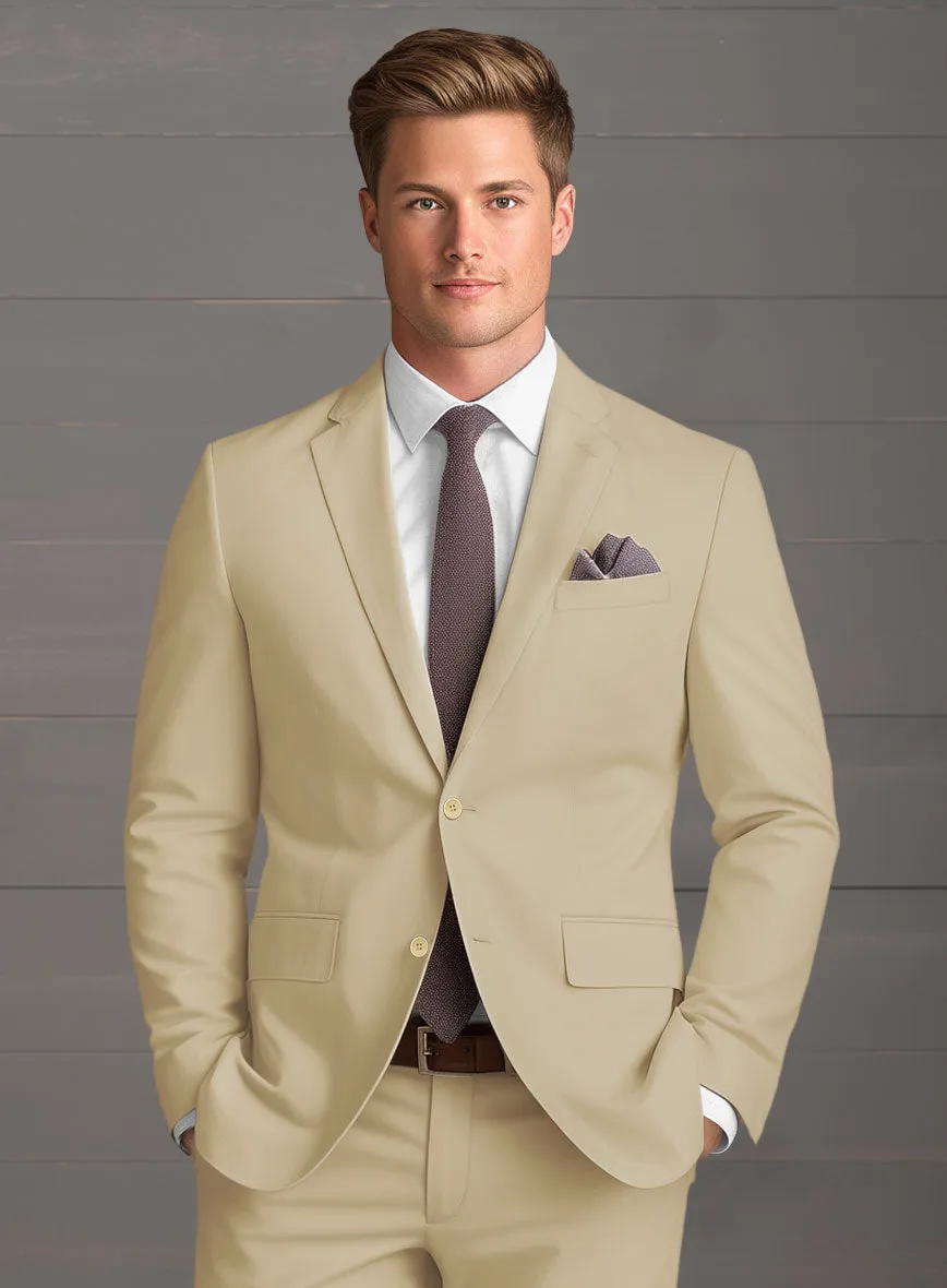 Beige Feather Cotton Canvas Stretch Suit