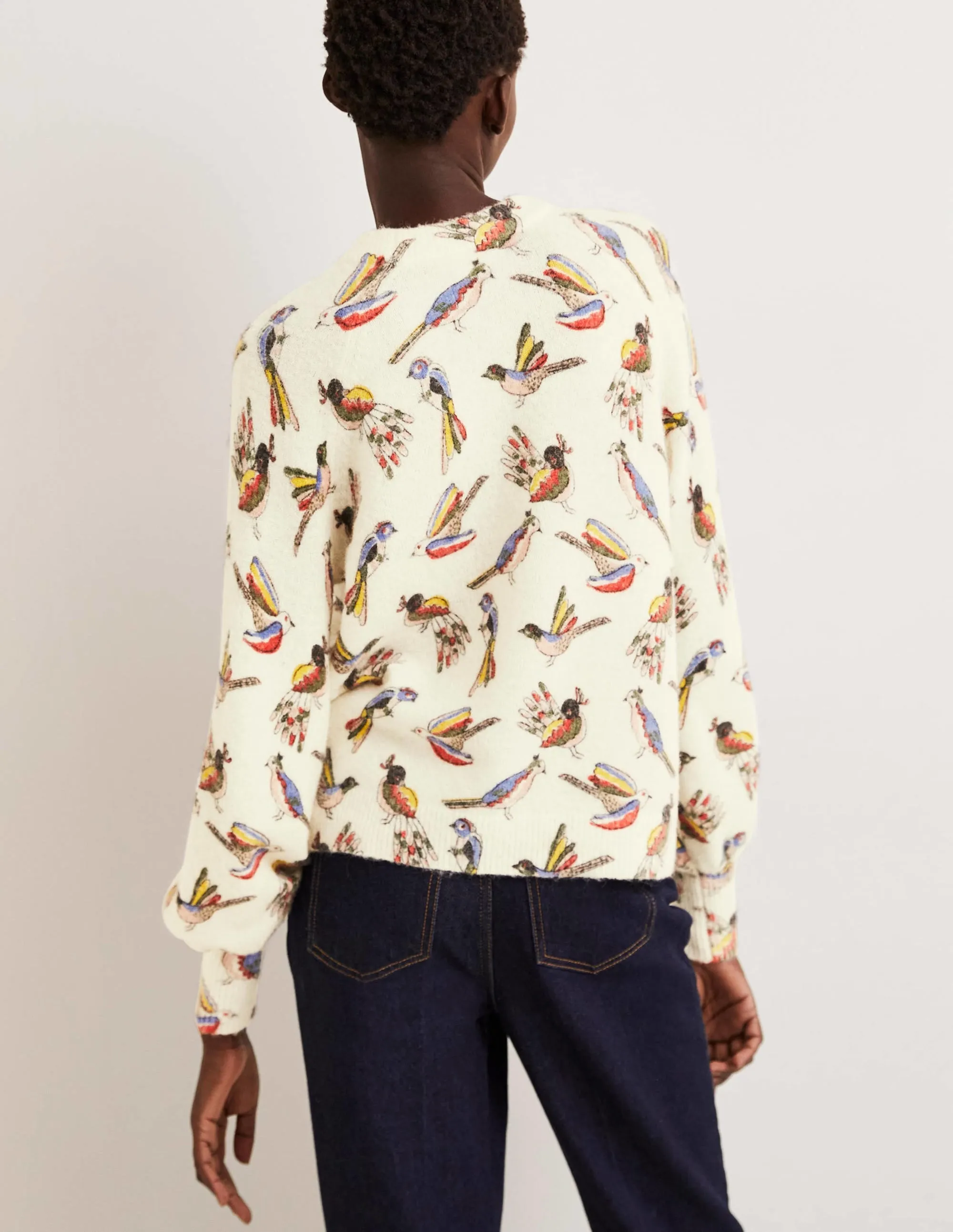 Blouson Sleeve Fluffy Jumper-Ivory, Tropic Bird