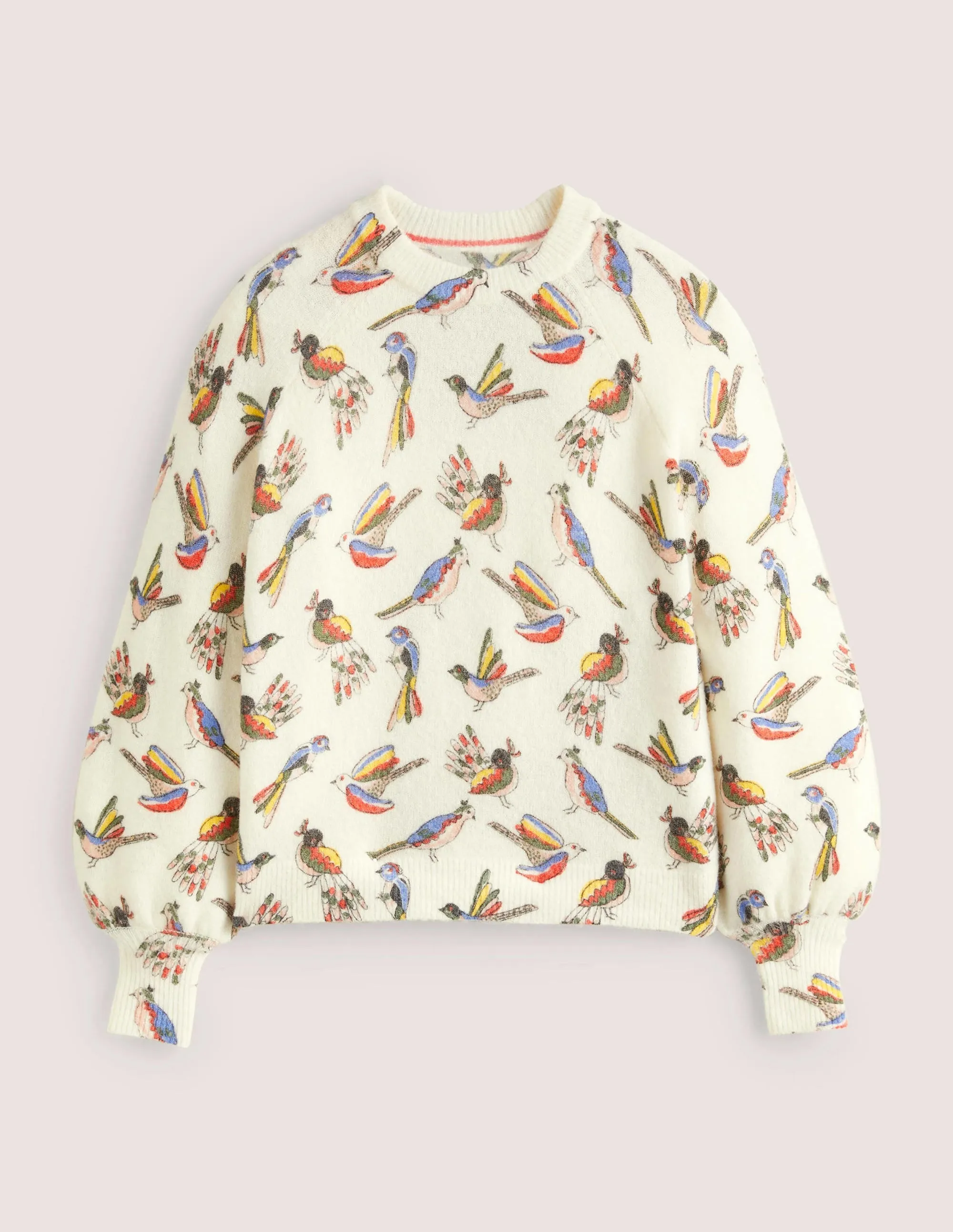 Blouson Sleeve Fluffy Jumper-Ivory, Tropic Bird