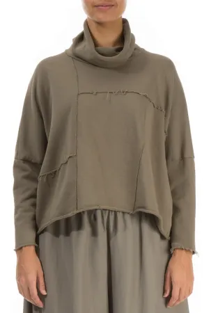 Boxy Cowl Neck Silver Sage Cotton Jumper