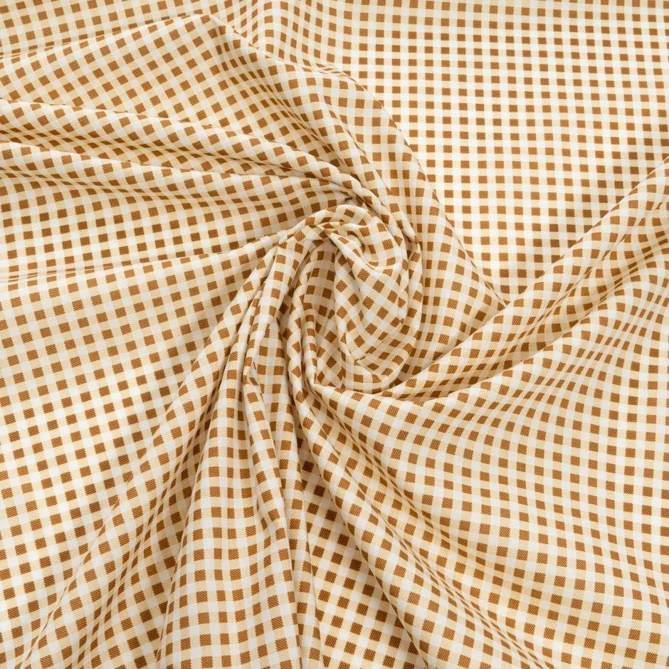 Brown Gingham Printed Luxury Cotton