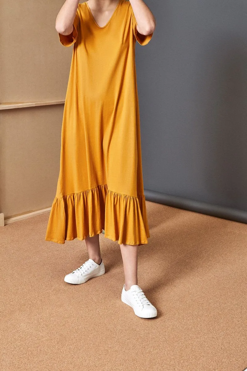 Building Block Gather Hem Dress - Amber