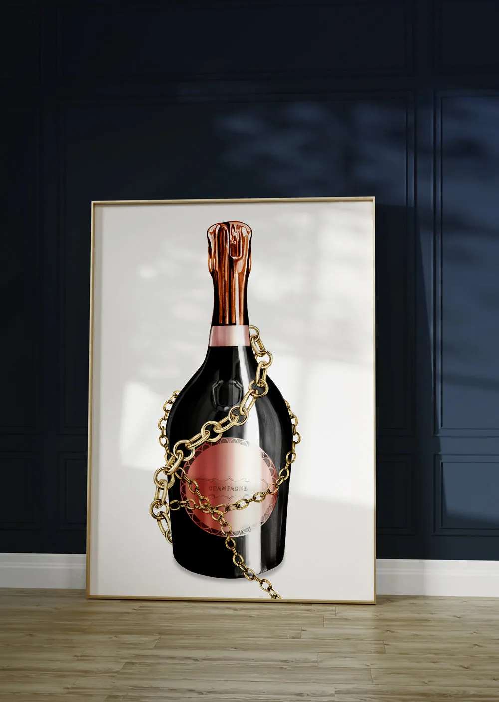 Champagne Bottle Wall Art Print 'Baroque Bottle V'