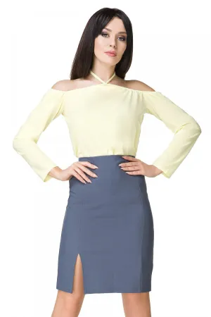 Chic Neck-Tie Blouse with Comfortable Stretch Band - Style 93607