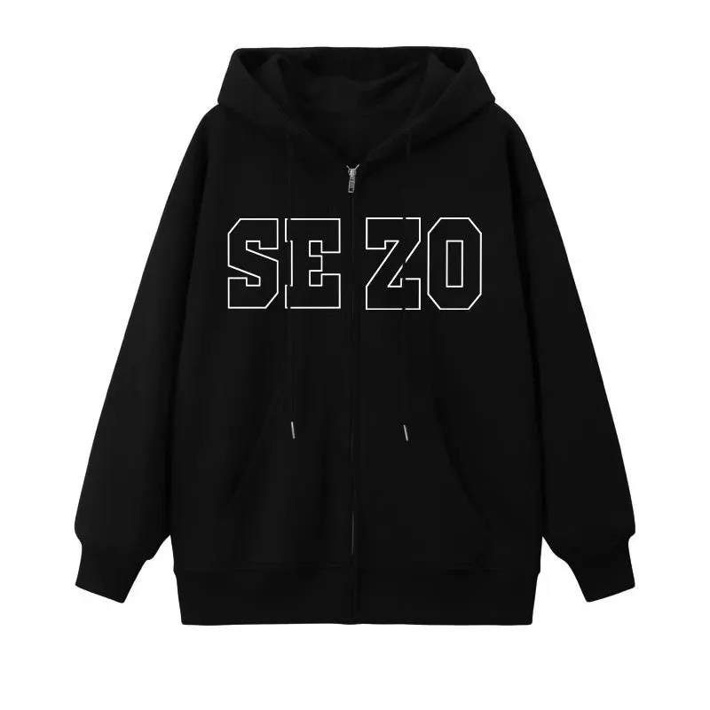 Classic Chic Hooded Drawstring Female Hoodies Fashion Basic Letter Print Pocket Simple Casual Loose Street Women Hoodies