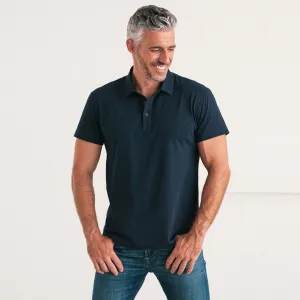 Essential Short Sleeve Polo Shirt –  Navy Cotton Jersey