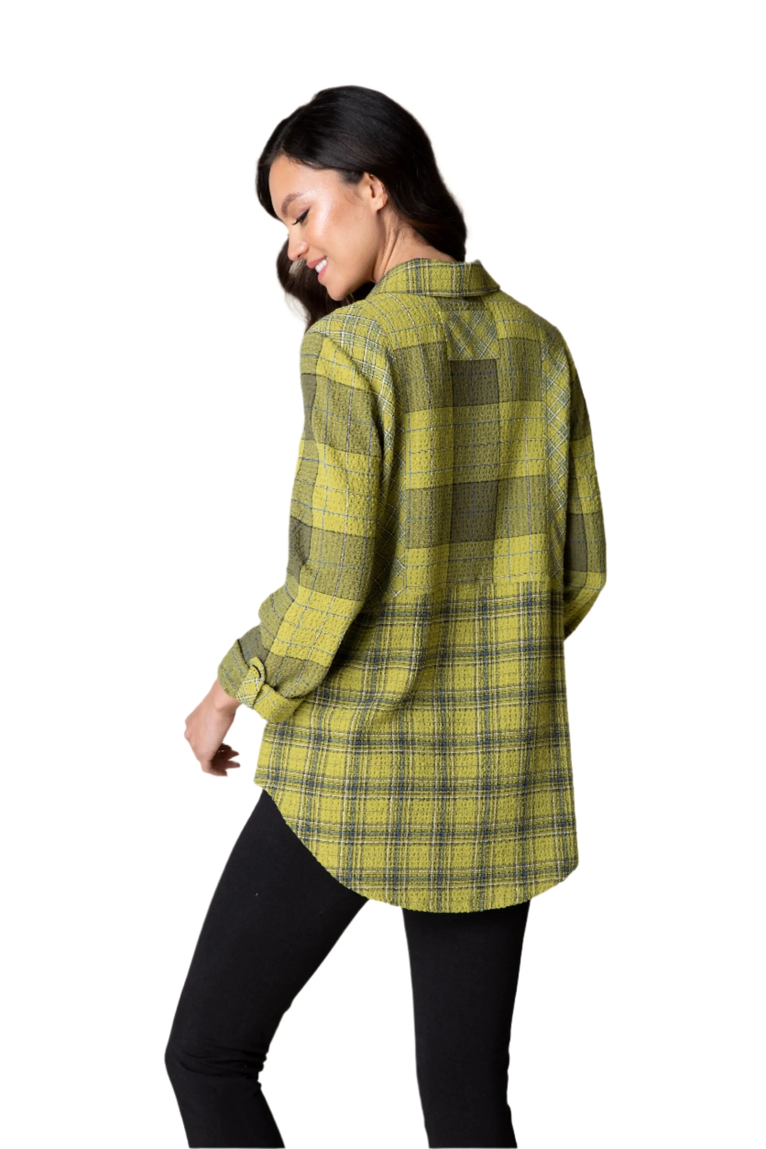 Habitat "Girl Gone Plaid"- Boyfriend Shirt in Pear - 40743 - Size XXL Only