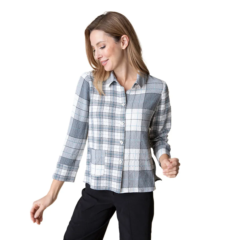 Habitat "Girl Gone Plaid"- Pocket Shirt in Winter White - 40790-WWT