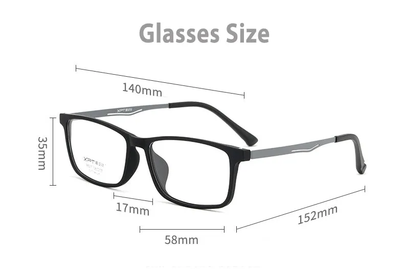 Hotony Unisex Full Rim Rectangle TR 90 Resin B Titanium Frame Eyeglasses 9827