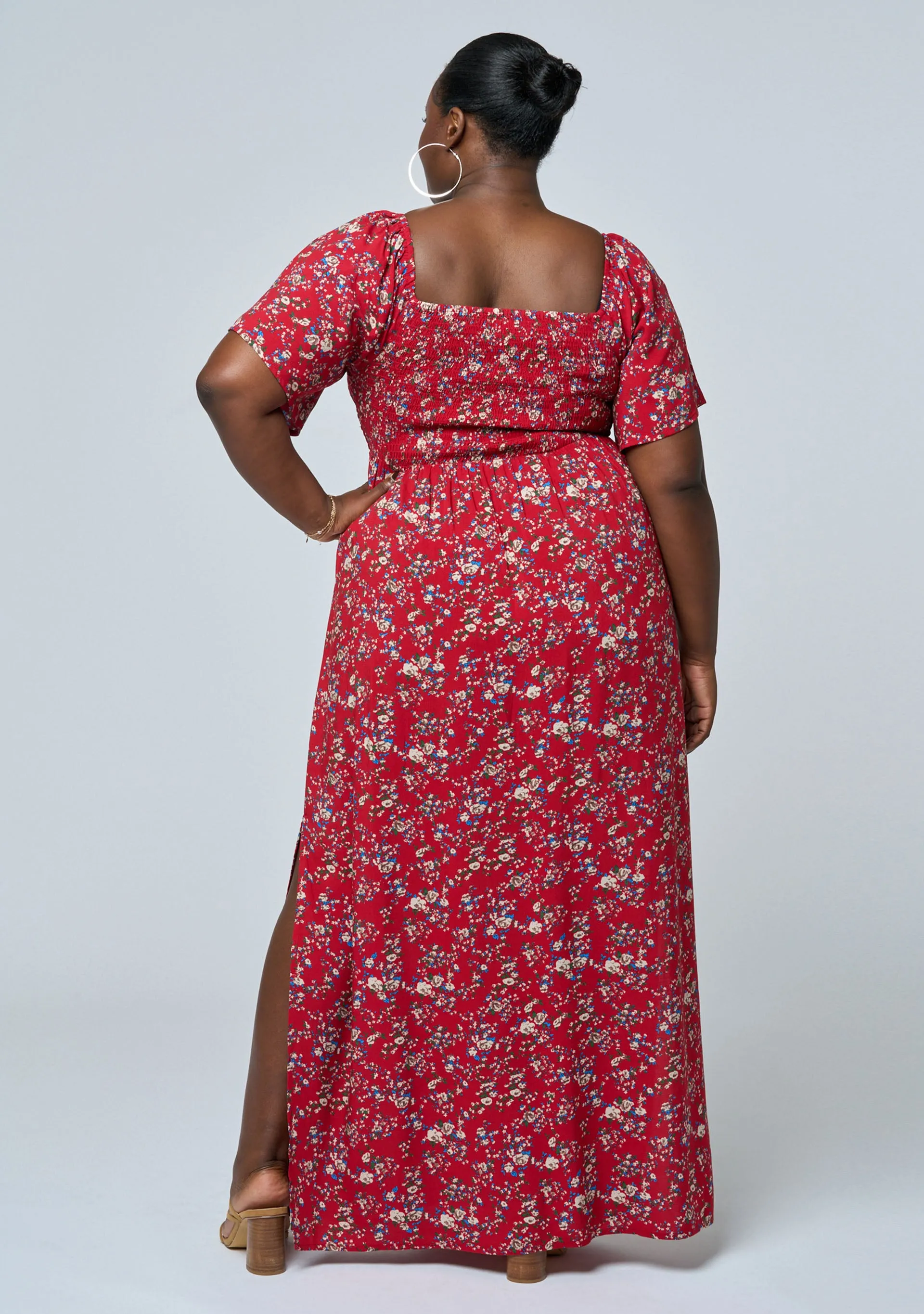 Ivy Shirred Print Maxi Dress