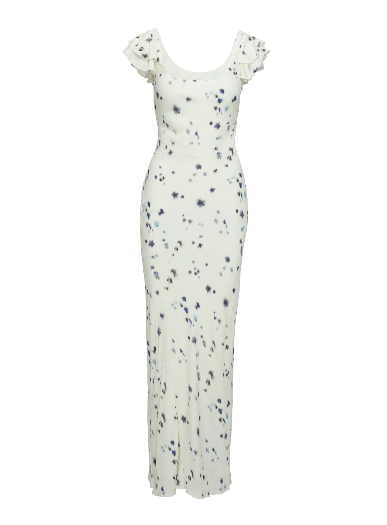 Jontee Bias Cut Maxi Dress Cream Floral