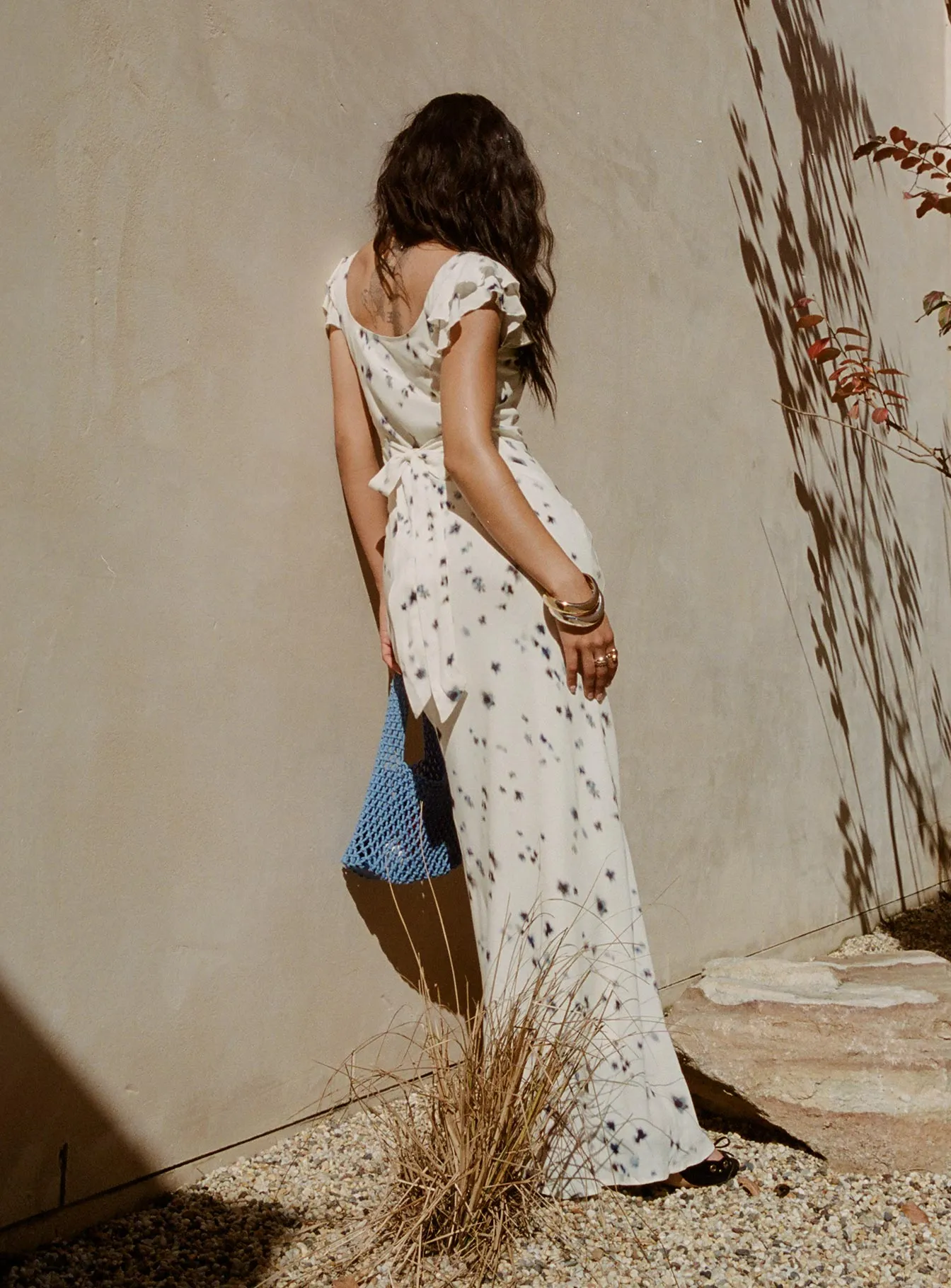 Jontee Bias Cut Maxi Dress Cream Floral