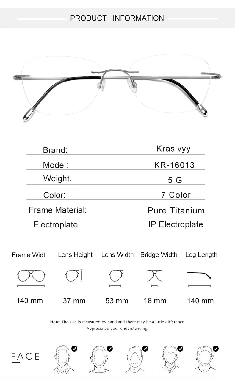 Krasivyy Unisex Rimless Square Titanium Eyeglasses Kr16013