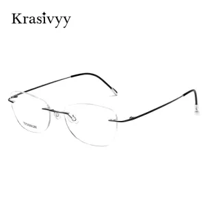 Krasivyy Unisex Rimless Square Titanium Eyeglasses Kr16013