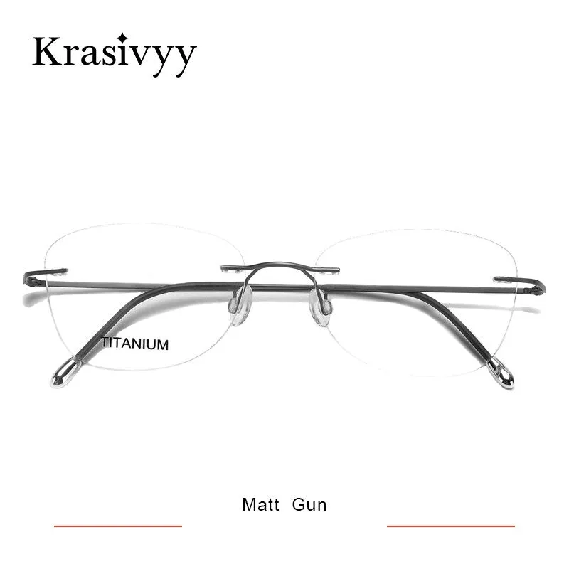 Krasivyy Unisex Rimless Square Titanium Eyeglasses Kr16013