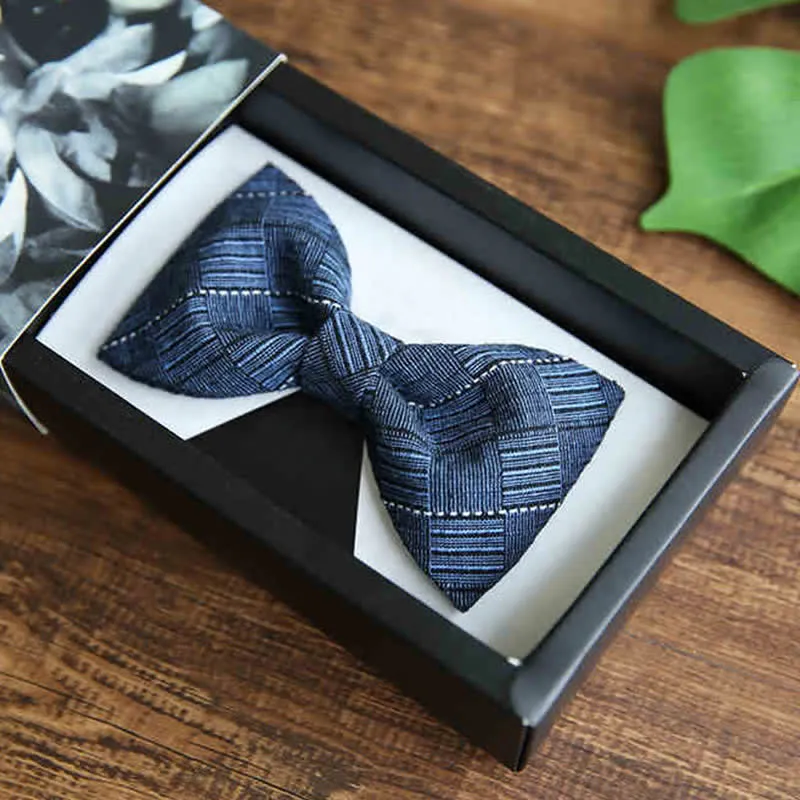 Men's British Style Plaid Pattern Groom Bow Tie