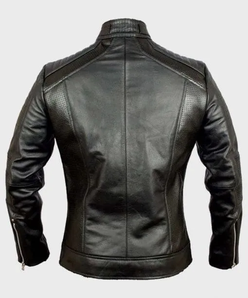 Men's Cafe Racer Black Classic Biker Leather Jacket