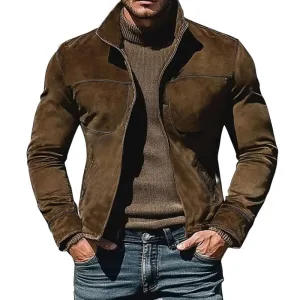 Men's Suede Stand Collar Jacket 67773897U