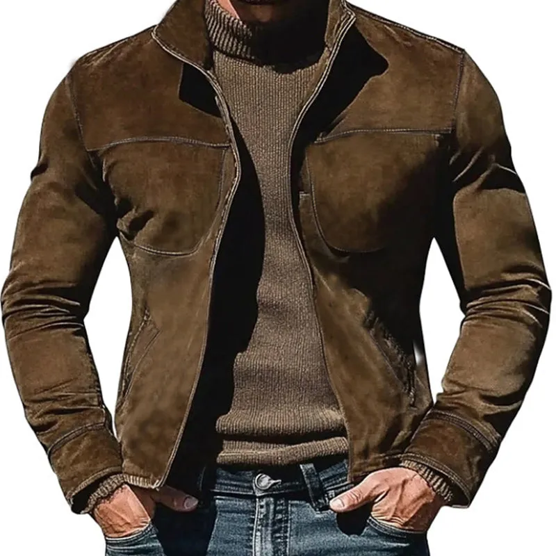 Men's Suede Stand Collar Jacket 67773897U