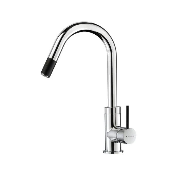 Methven Culinary Gooseneck Pull Out Sink Mixer-Chrome/Matte Black