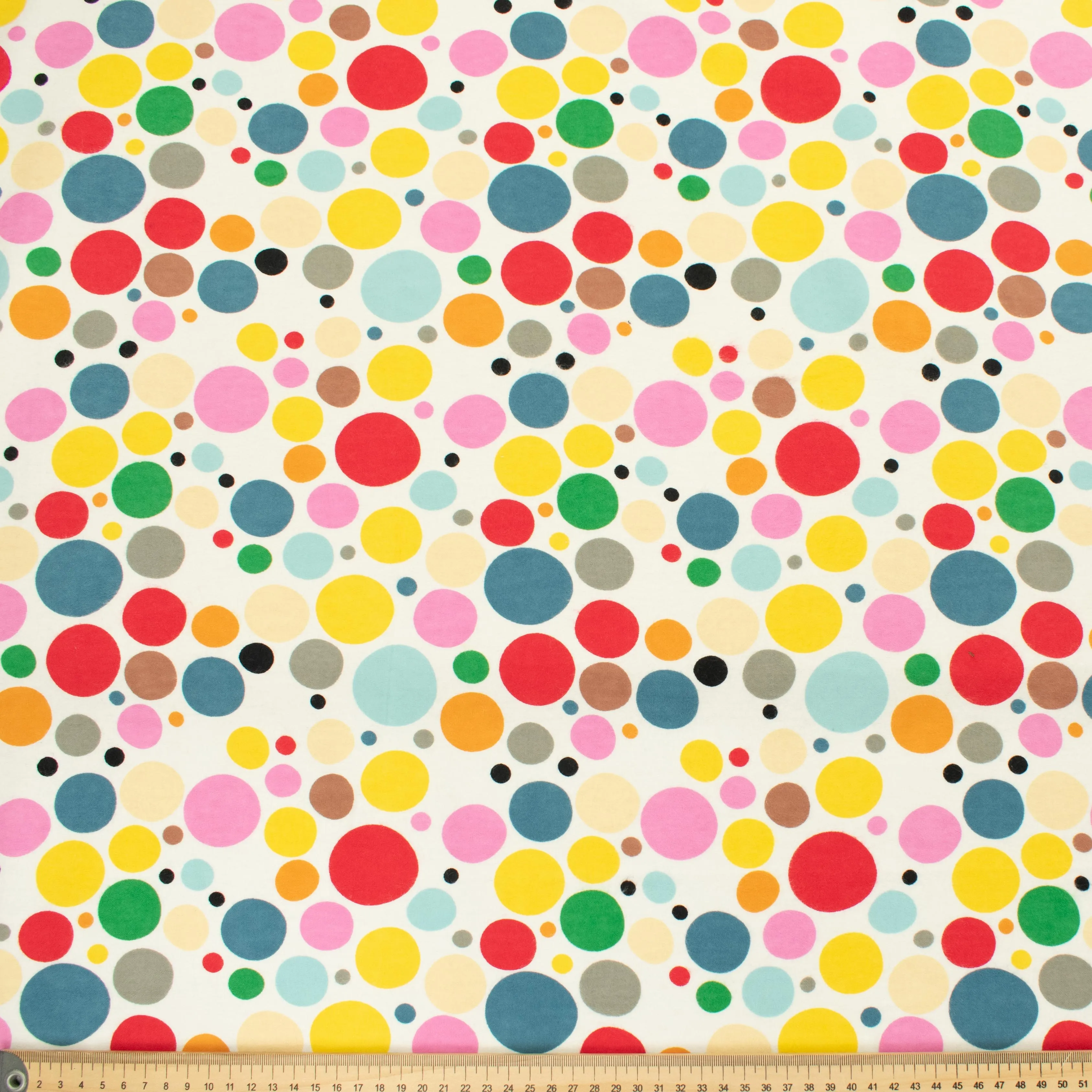 Multi Colour Dots on White Printed Flannelette Design-11