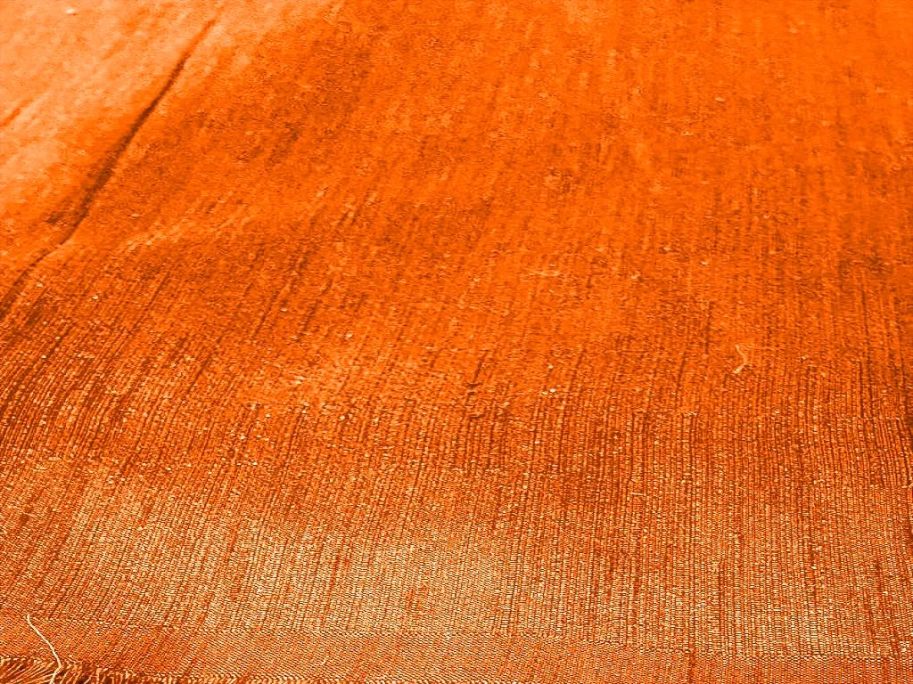 Orange Plain Bangalore Raw Silk Fabric