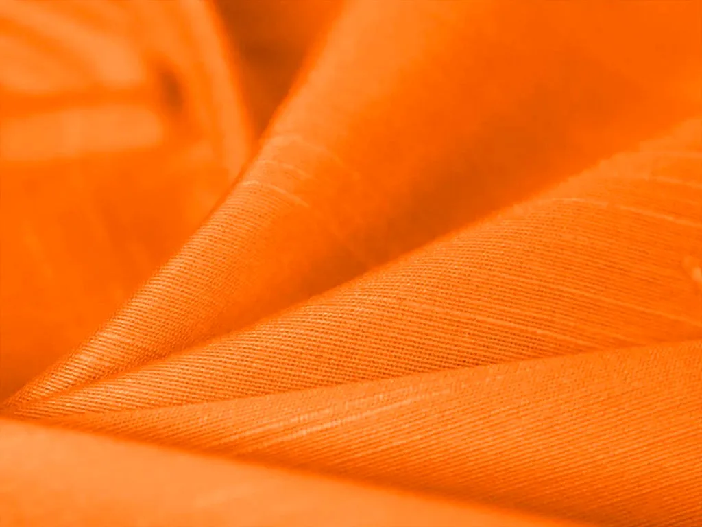 Orange Plain Bangalore Raw Silk Fabric