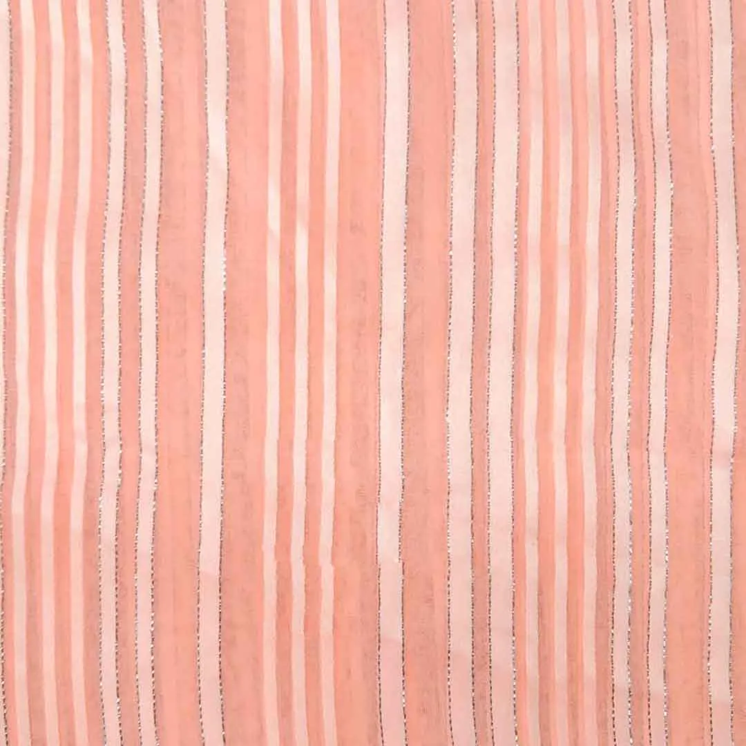 Peach Stripes Printed Georgette Fabric (Wholesale)