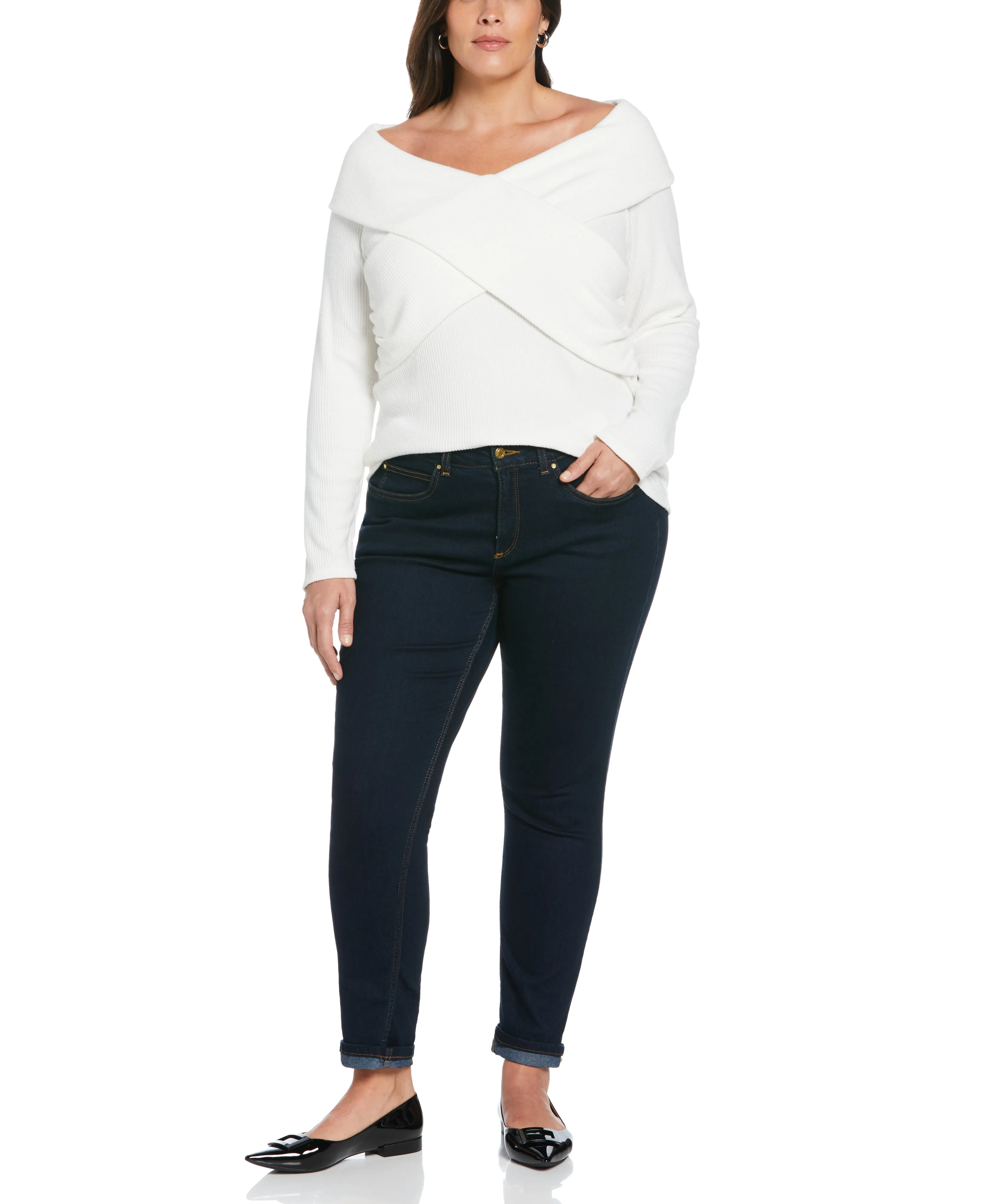 Plus Size Marilyn Ribbed Crossover Top