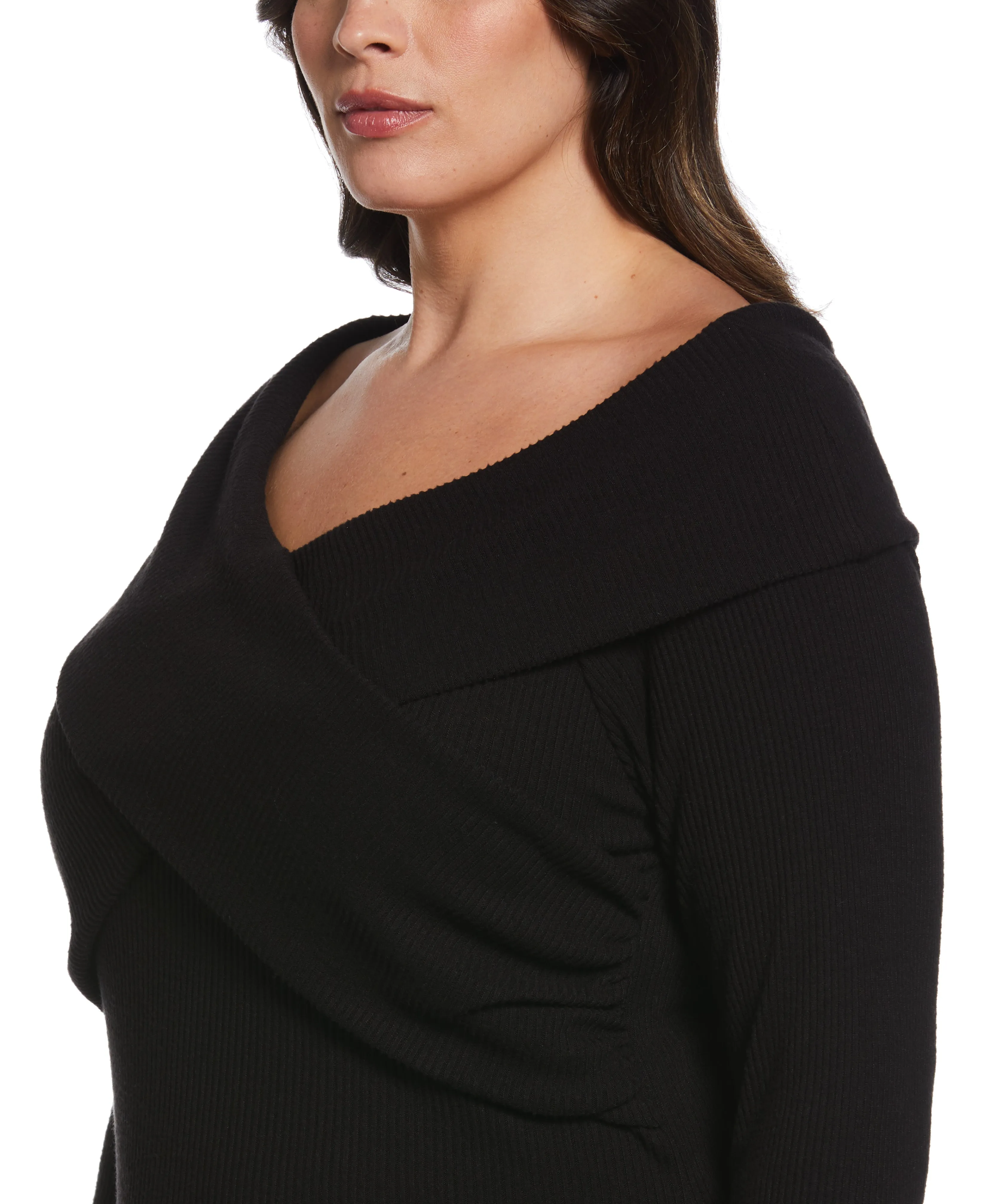 Plus Size Marilyn Ribbed Crossover Top