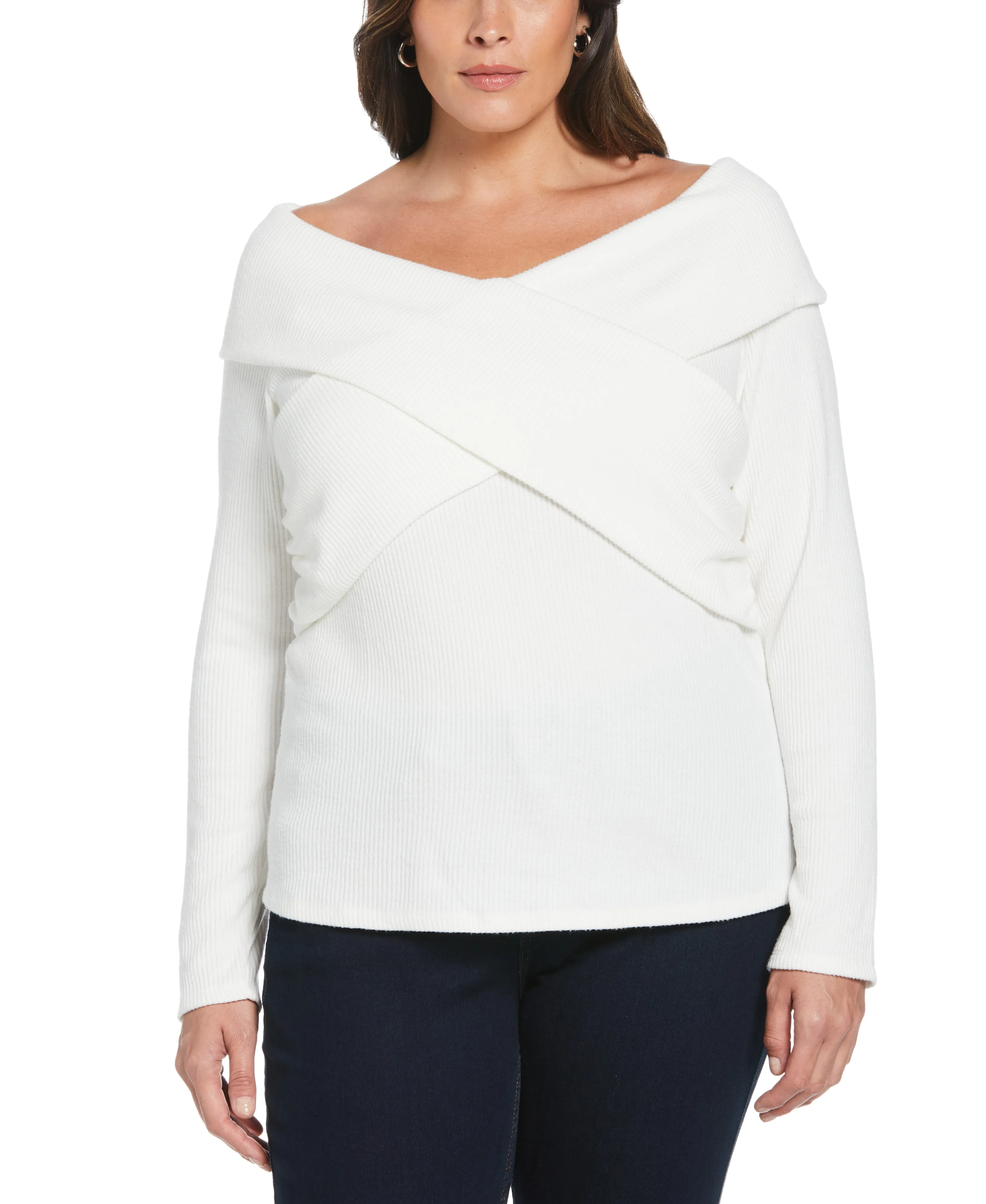 Plus Size Marilyn Ribbed Crossover Top