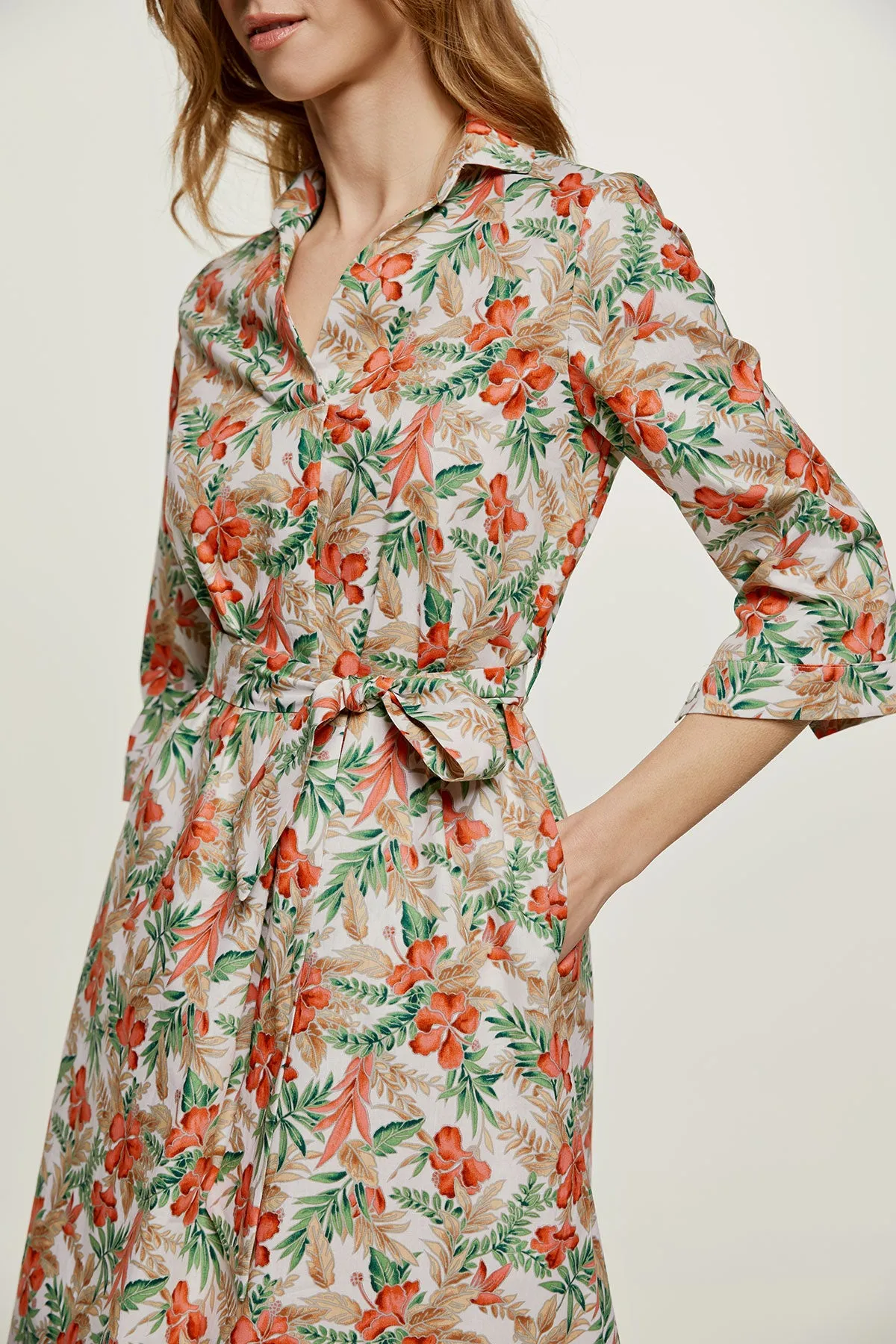 Print Poplin Style Midi Dress