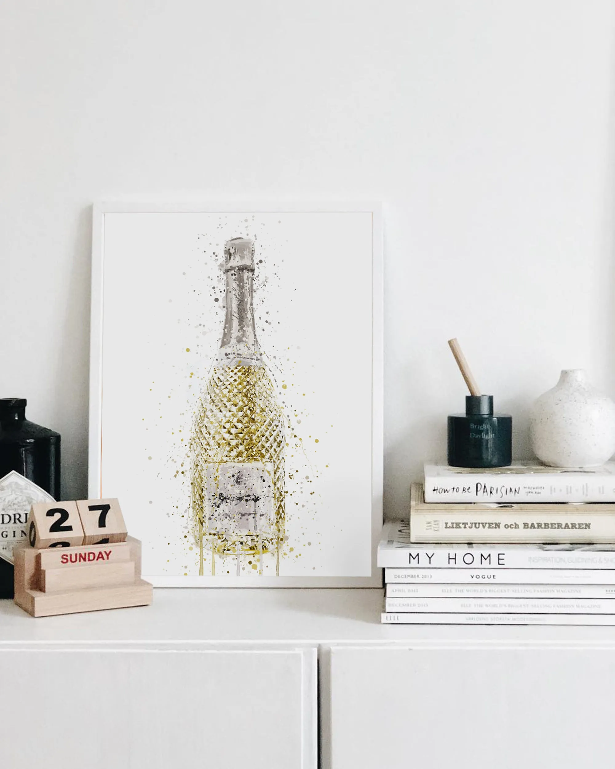 Prosecco Bottle Wall Art Print 'Opulence'