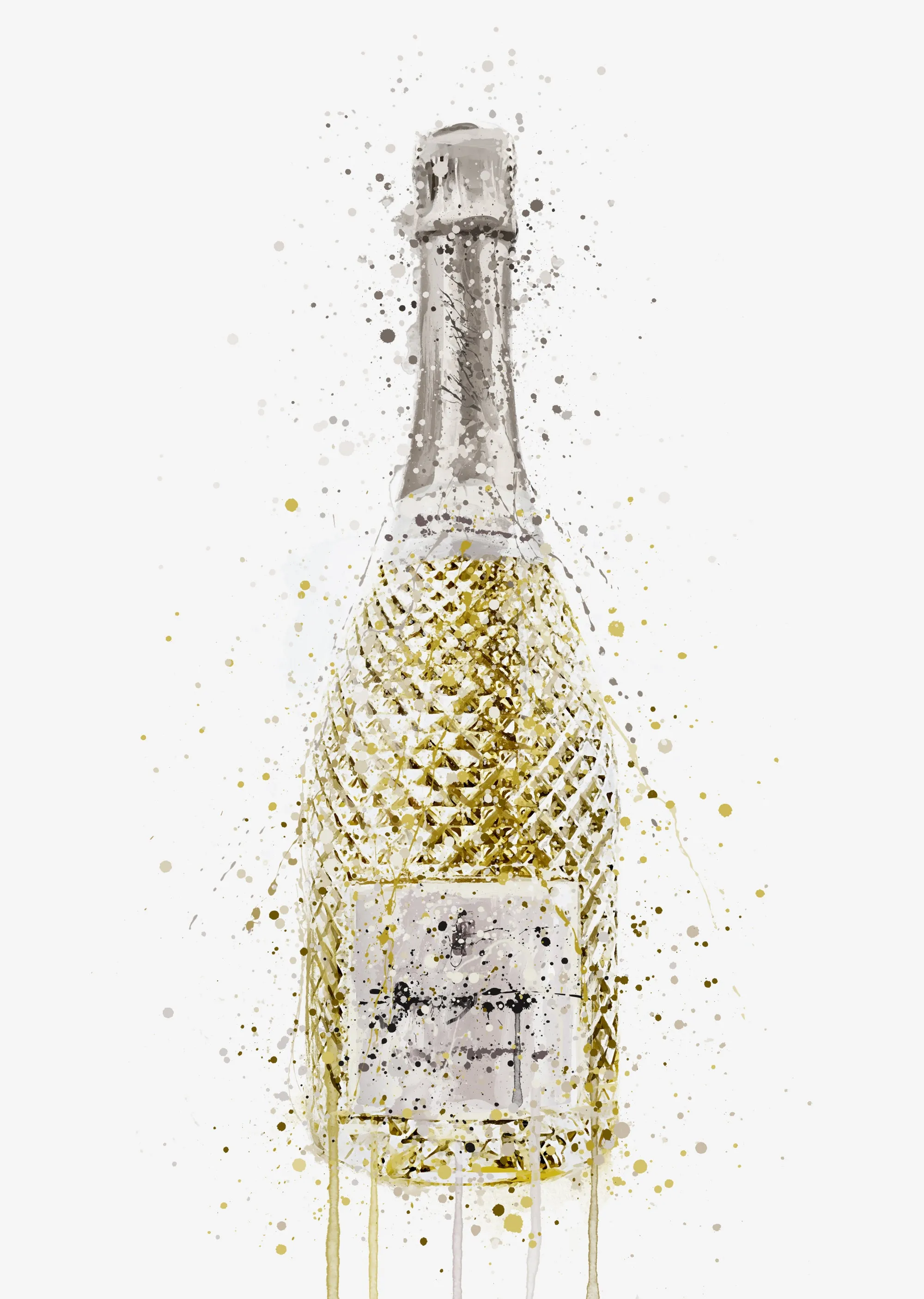 Prosecco Bottle Wall Art Print 'Opulence'