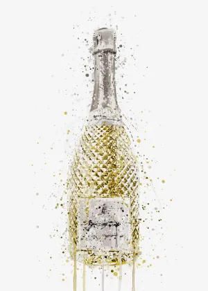 Prosecco Bottle Wall Art Print 'Opulence'