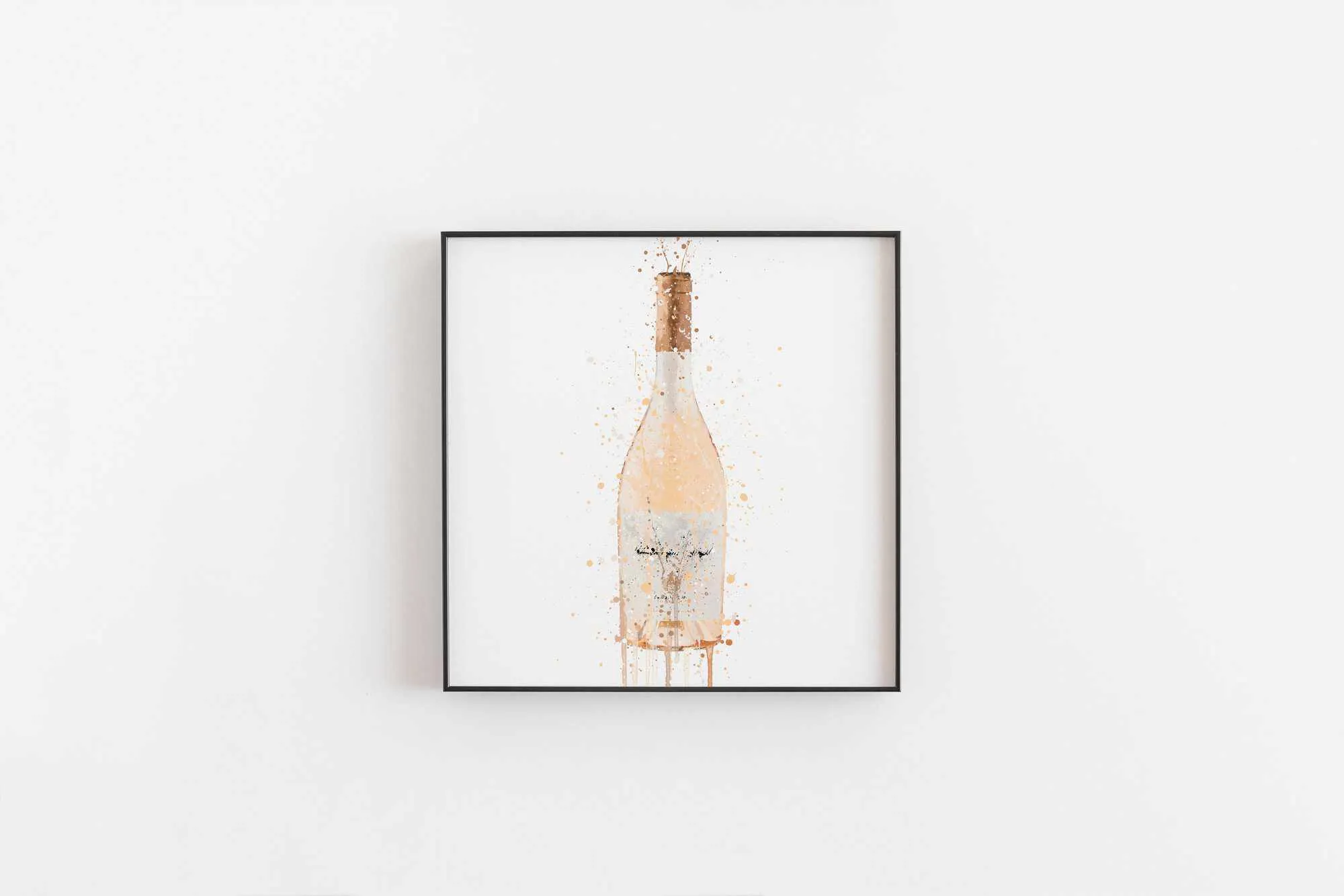 Rose Wine Bottle Wall Art Print 'Peach Dream'