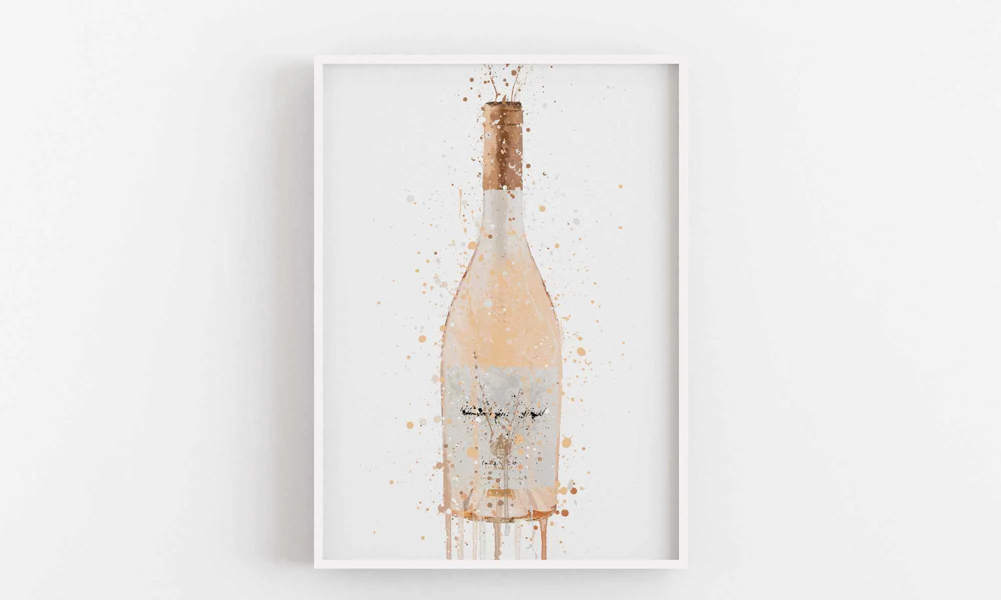 Rose Wine Bottle Wall Art Print 'Peach Dream'