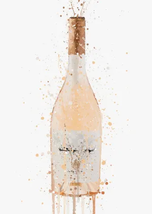 Rose Wine Bottle Wall Art Print 'Peach Dream'