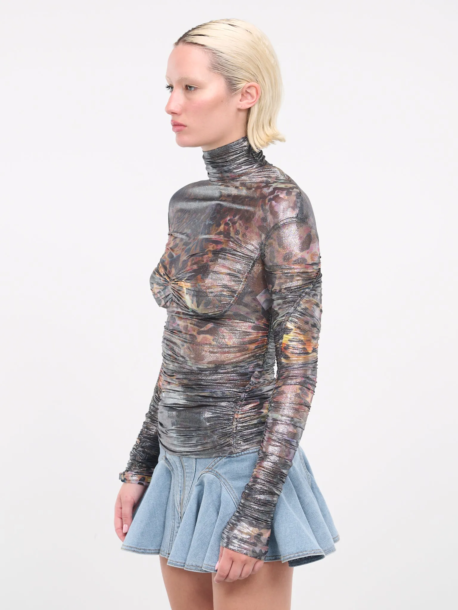 Ruched Turtleneck (1T00657585-OCTOPUS-SILVER)