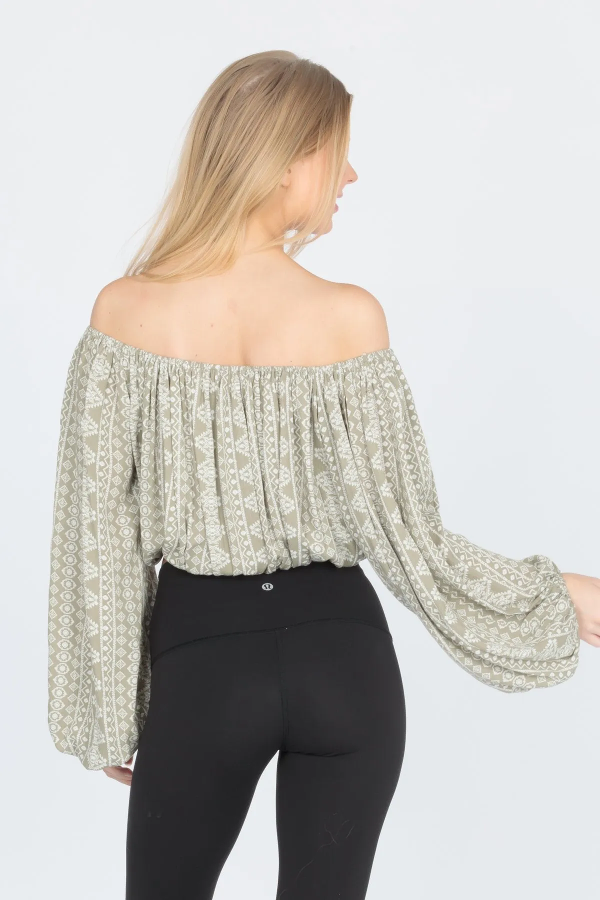 Scoop Neck Balloon Sleeves Blouse Off Shoulder Top