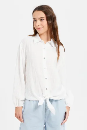 Senior Girls White Shirt With Silver Buttons