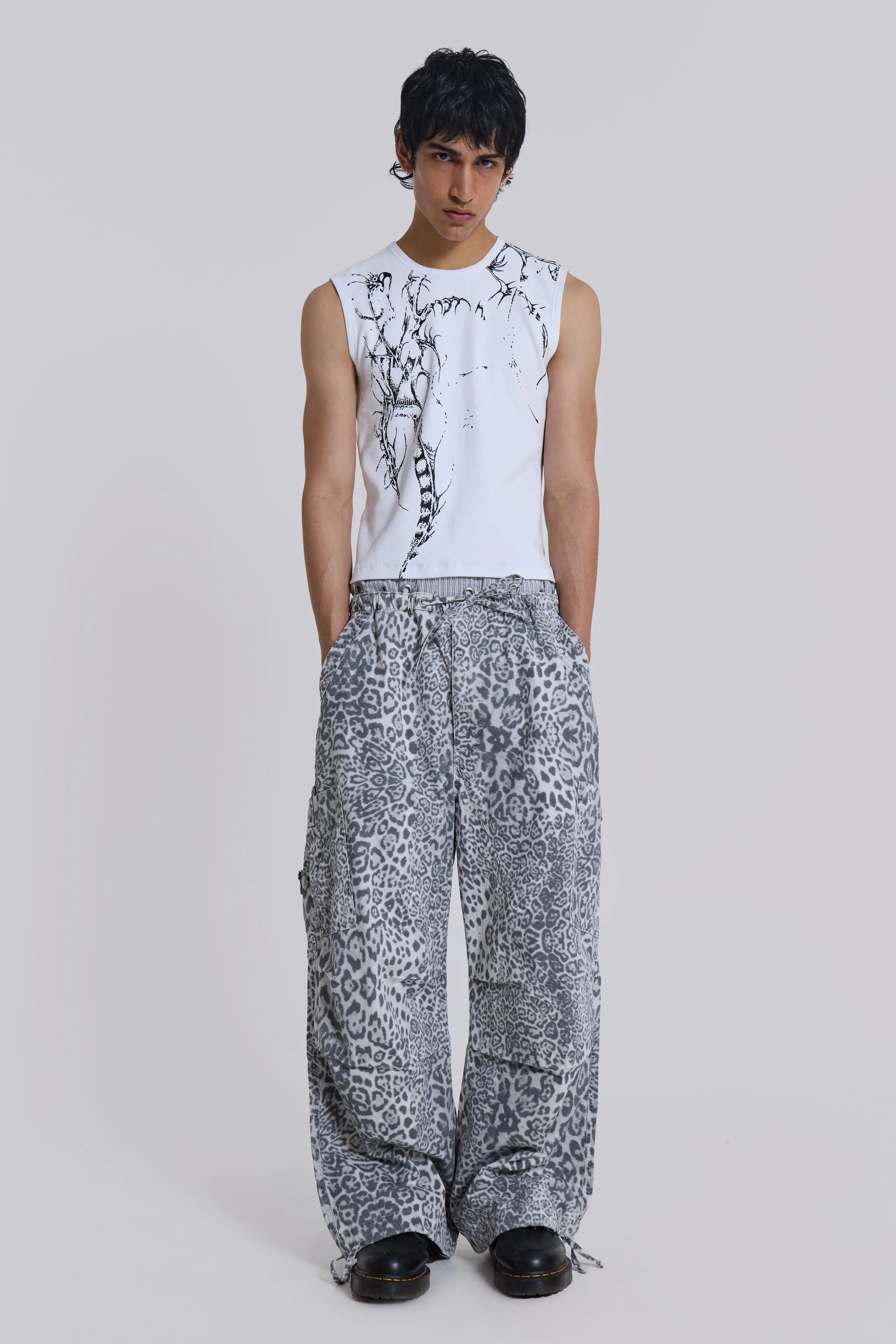 Snow Leopard Parachute Pants